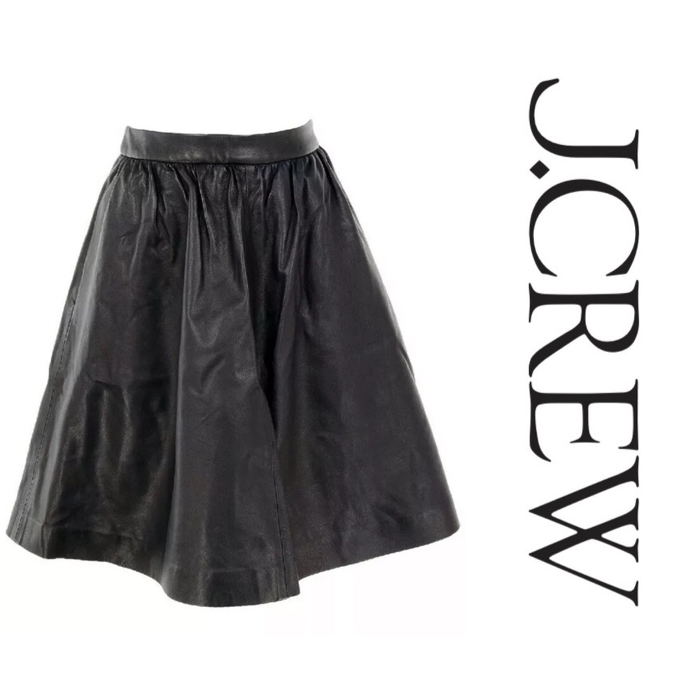 New Without Tags JCREW Collection Leather Skirt A4643 $595 Black Size 6 RARE!
